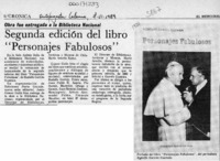 Segunda edición del libro "Personajes fabulosos"  [artículo].
