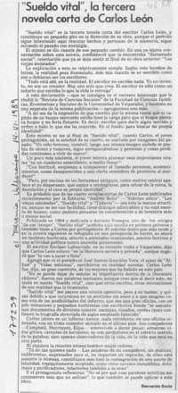 "Sueldo vital", la tercera novela corta de Carlos León  [artículo] Bernardo Soria.