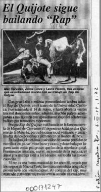 El Quijote sigue bailando "Rap"  [artículo].