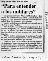 "Para entender a los militares"  [artículo].