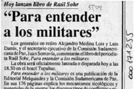 "Para entender a los militares"  [artículo].