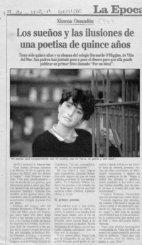 Los sueños y las ilusiones de una poetisa de quince años  [artículo] Berta Morales.