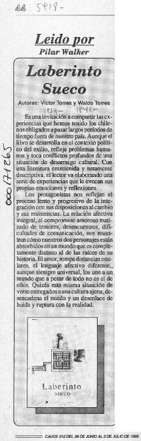 Laberinto sueco  [artículo] Pilar Walker.