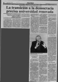 La transición a la democracia precisa universidad renovada  [artículo] Sergio Gutiérrez Patri.