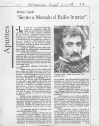 Walter Garib, "Siento a menudo el exilio interior"