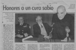 Honores a un cura sabio  [artículo] Juan Gana.