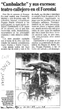 "Cambalache" y sus excesos, teatro callejero en el Forestal  [artículo].