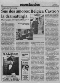 Sus dos amores, Bélgica Castro y la dramaturgia