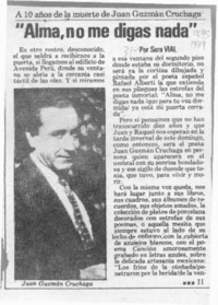 "Alma, no me digas nada"  [artículo] Sara Vial.