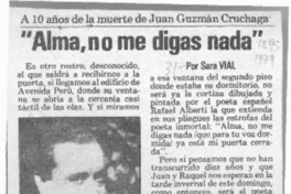 "Alma, no me digas nada"  [artículo] Sara Vial.