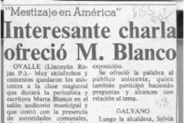 Interesante charla ofreció M. Blanco  [artículo] Lincoyán Rojas P.