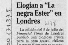 Elogian a "La negra Ester" en Londres  [artículo].