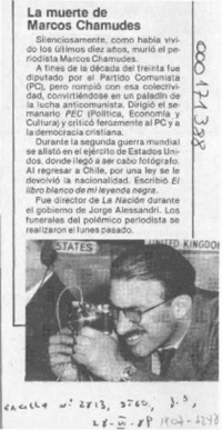 La Muerte de Marcos Chamudes  [artículo].