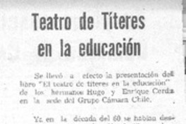 Teatro de títeres en la educación