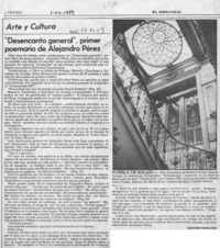 "Desencanto general", primer poemario de Alejandro Pérez  [artículo] Isabel Barrientos Díaz.