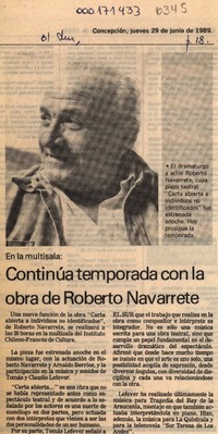 Continúa temporada con la obra de Roberto Navarrete  [artículo].