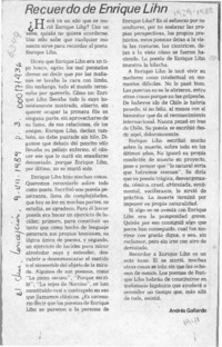 Recuerdo de Enrique Lihn  [artículo] Andrés Gallardo.