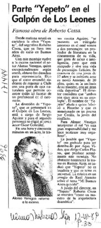 Parte "Yepeto" en el Galpón de Los Leones  [artículo].