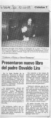 Presentaron nuevo libro del padre Osvaldo Lira