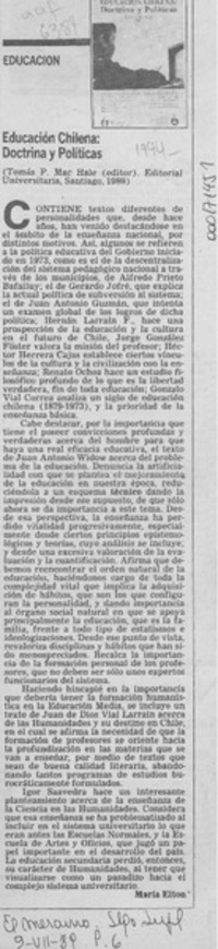 Educación chilena, doctrina y políticas