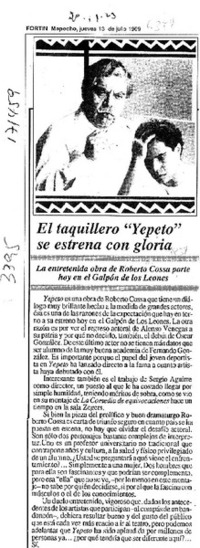 El Taquillero "Yepeto" se estrena con gloria  [artículo].