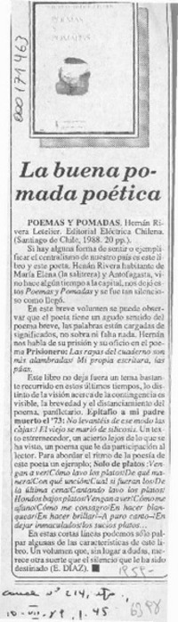 La buena pomada poética  [artículo] E. Díaz.