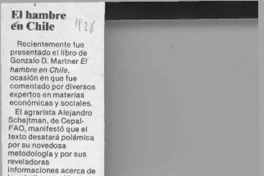 El Hambre en Chile  [artículo].