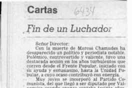 Fin de un luchador  [artículo] Pedro Ibáñez O.