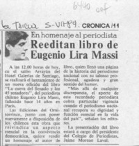 Reeditan libro de Eugenio Lira Massi