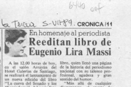 Reeditan libro de Eugenio Lira Massi