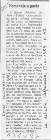 Homenaje a poeta  [artículo].