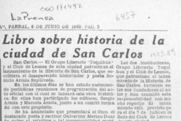 Libro sobre historia de la ciudad de San Carlos  [artículo].