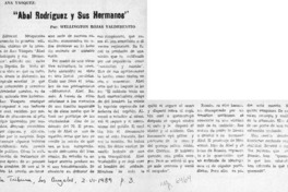 Ana Vásquez, "Abel Rodríguez y sus hermanos"  [artículo] Wellington Rojas Valdebenito.