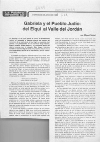 Gabriela y el pueblo judío, del Elqui al valle del Jordán  [artículo] Miguel Saidel.