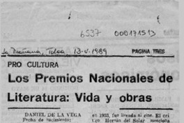 Los Premios Nacionales de Literatura, vida y obras  [artículo].