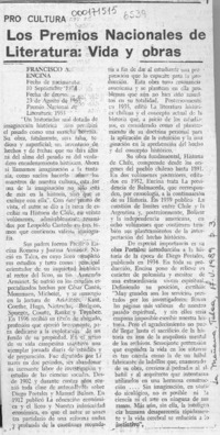 Los Premios Nacionales de Literatura, vida y obras  [artículo].