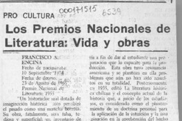 Los Premios Nacionales de Literatura, vida y obras  [artículo].
