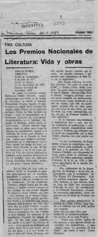 Los Premios Nacionales de Literatura, vida y obras  [artículo].