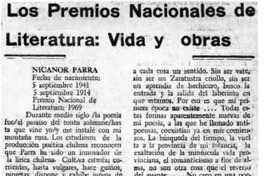 Los Premios Nacionales de Literatura, vida y obras