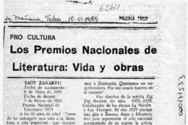 Los Premios Nacionales de Literatura, vida y obras  [artículo].