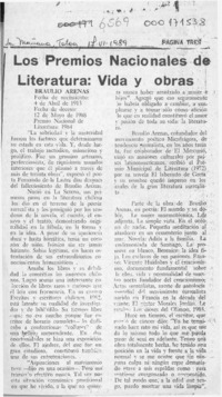 Los Premios Nacionales de Literatura, vida y obras  [artículo].