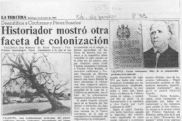 Historiador mostró otra faceta de colonización  [artículo] Roberto Poblete Montenegro.