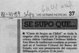 Se supo que --  [artículo].