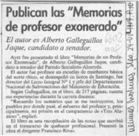 Publican las "Memorias de profesor exonerado"