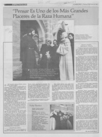 "Pensar es uno de los más grandes placeres de la raza humana"