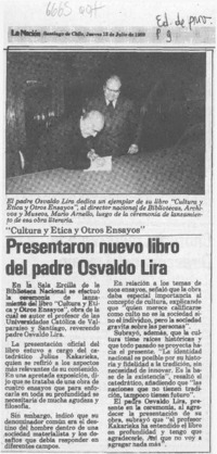 Presentaron nuevo libro del padre Osvaldo Lira