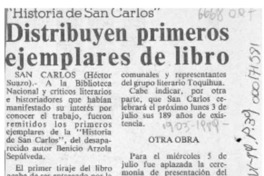 Distribuyen primeros ejemplares de libro  [artículo] Héctor Suazo.
