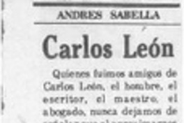 Carlos León  [artículo] Andrés Sabella.