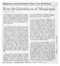 Ecos de Gabriela en el Municipal  [artículo].