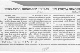 Fernando González Urízar, un poeta singular  [artículo] Matías Rafide.
